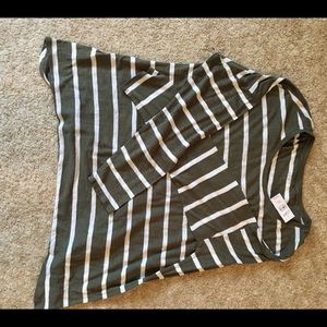 Heathered Olive/Gray Striped Cross Back Loft Tee